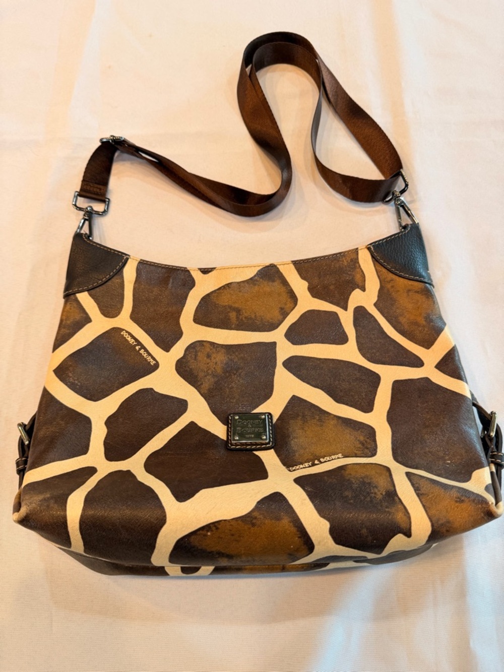 Dooney & Bourke Giraffe Leather Hobo Shoulder Bag Pink Interior